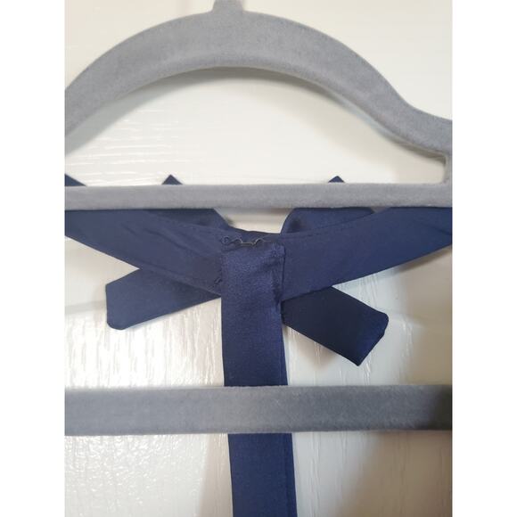 White by Vera Wang Navy Blue Fit and Flare Back Bow Mini Cocktail Dress, Size 14 - Picture 3 of 13